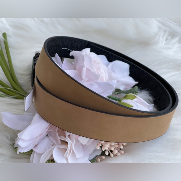 Michael Kors Women's Triple Loop Studded Black Logo Belt - Picture 7 of 14